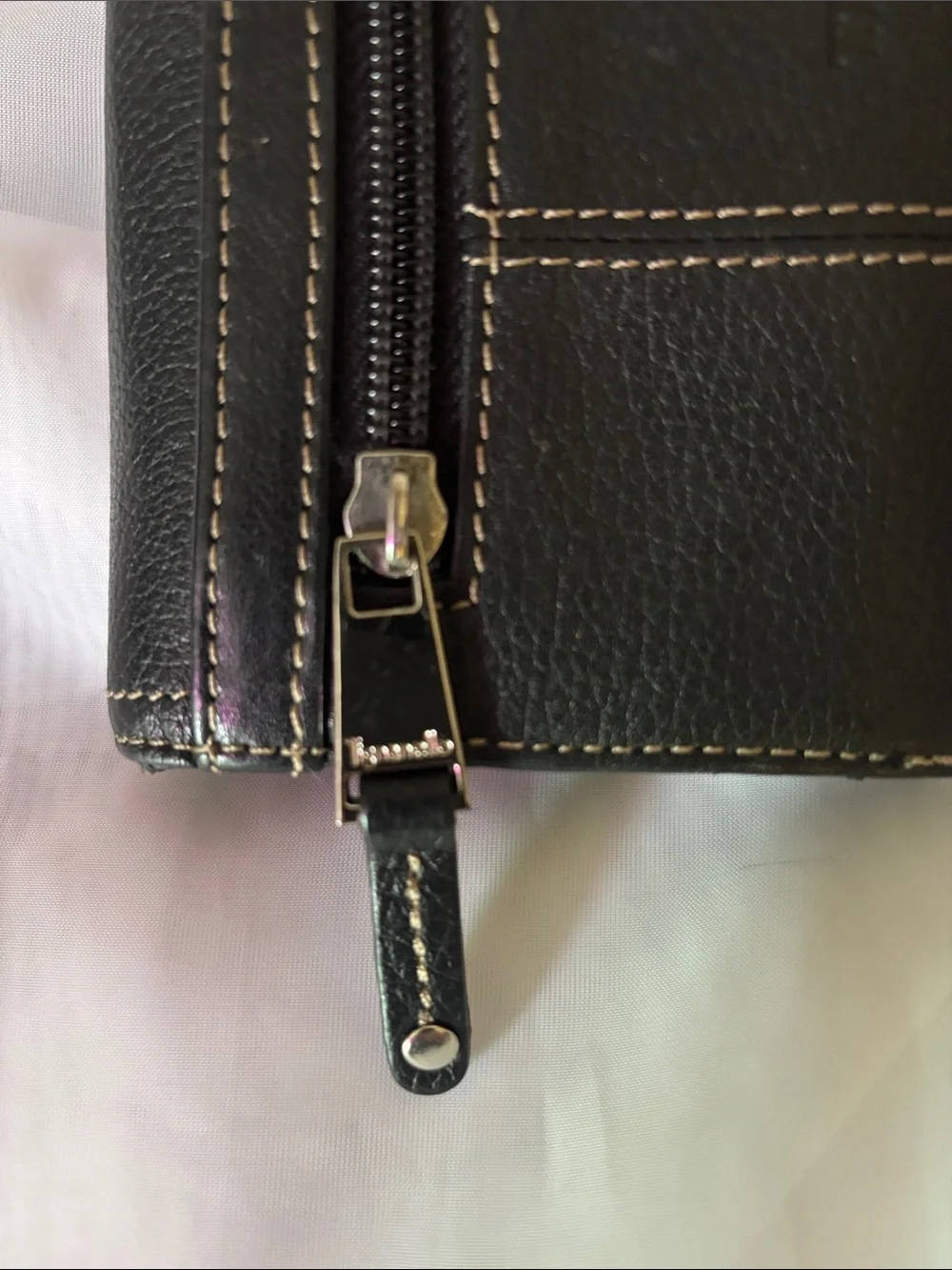 Tignanello Black Pebbled Leather Trifold Wallet